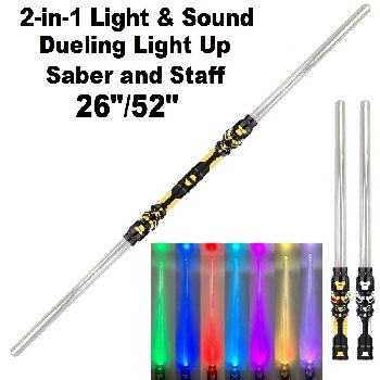 2-in-1 Light & Sound Dueling Light Up Saber and Staff [52"]
