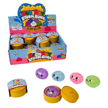 Small Dumpling Water Bead Squish Bun with Steamer Toy [Glitter/Smiley Face]