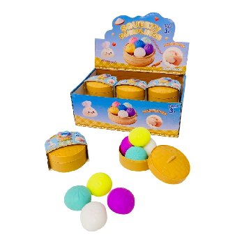 4pc Dumpling Squishy Buns with Steamer Toy [Solid Color]