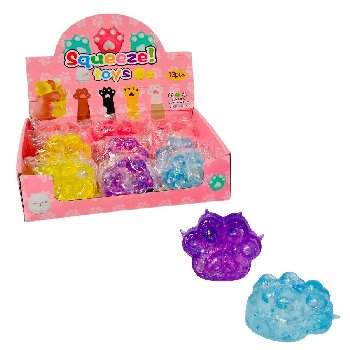 3" Gummy Cat Pawprint Gel Squish Toy [Glitter]