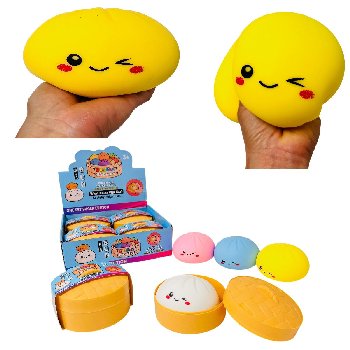 Jumbo Dumpling Squishy Bun with Steamer Toy [Smiling Face] 495g