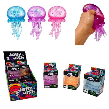 3" Gummy Jelly Fish Gel Squish Toy [Glitter] 190g