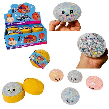 Dumpling Water Bead Squish Bun with Steamer Toy (Smiling Faces] Heart Confetti