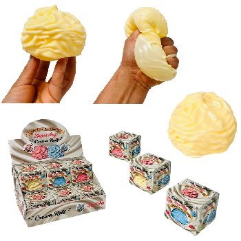 3.25" Cream Roll Gummy Gel Squish Toy-Vaseline Filled