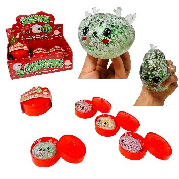 3" Sugar Gel Squeeze Dumpling with Steamer [Glitter Reindeer]