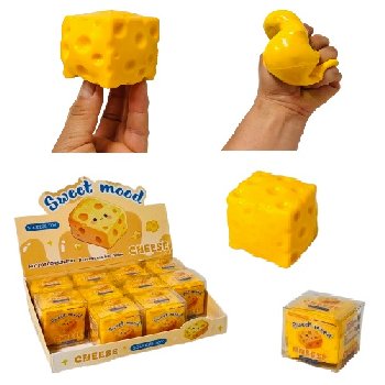 2" Crunchy Cheese Cube Squishy Toy