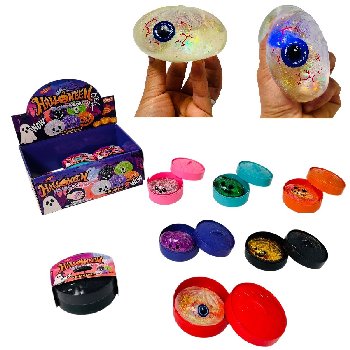 3" LIGHT UP Sugar Gel Squeeze Dumpling with Steamer [Glitter Halloween Mystery]