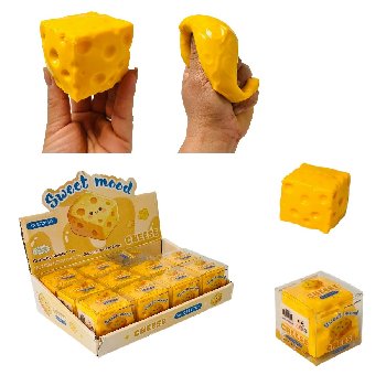 2" Crunchy Cheese Cube Squishy Toy