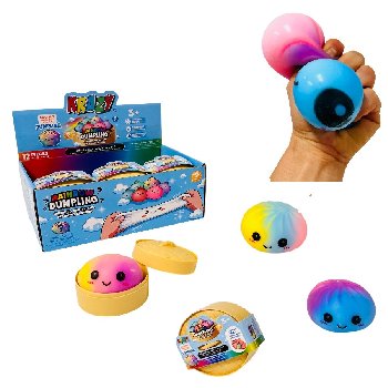 Dumpling Squishy Bun with Steamer Toy [Tie Dye with Smiling Face]