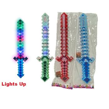 24.5" Light & Sound Pixelated Sword [Clear] - 1 DOZEN LEFT