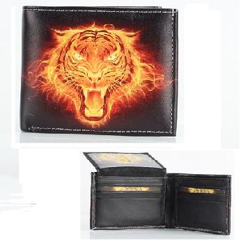 Vegan Leather Wallet [Bifold] Flaming Tiger
