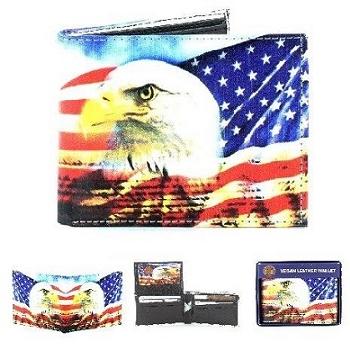 Vegan Leather Wallet [Bifold] Eagle & Flag