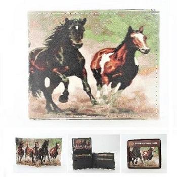 Vegan Leather Wallet [Bifold] Horses
