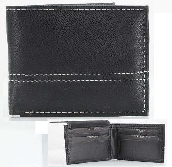 Vegan Leather Wallet [Bifold] Stitching [BLK]