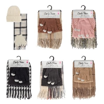 3pc Women's Fashion Hat, Scarf and Gloves Set [Printed]