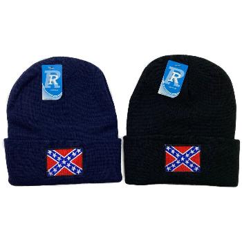 Embroidered Knitted Cuff Hat [Rebel Flag]