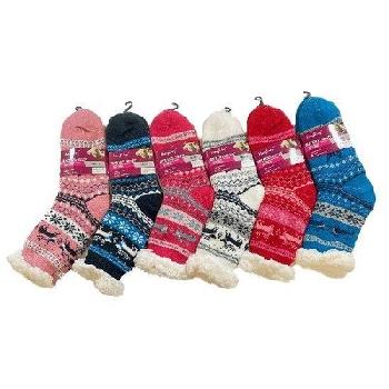 Plush-Lined Non Slip Sherpa Socks [Reindeer] 9-11