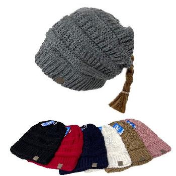 Knitted Pony Tail Beanie [Solid Colors]