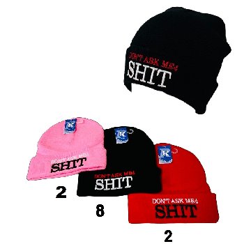 Embroidered Knitted Cuff Hat [Don't Ask Me for Shit]