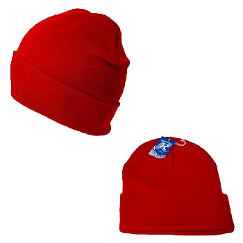 Knitted Cuffed Winter Hat [Solid Red]