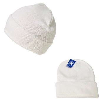 Knitted Cuffed Winter Hat [Solid White]