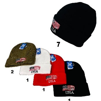 Embroidered Knitted Cuff Hat [Flag/USA]