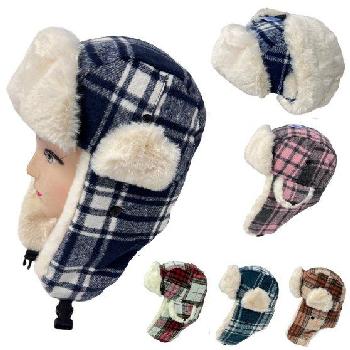 Aviator Hat with Fur Trim [Plaid] Youth Size