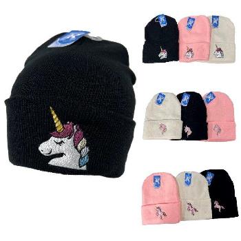 Knitted Cuffed Hat [Unicorn] Adult/Teenage Size