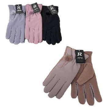 Ladies Touch Screen Waterproof Gloves [Fleece Palm] *PomPom