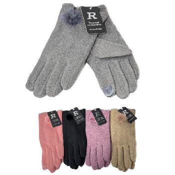 Ladies Lined Touch Screen Fashion Gloves [PomPoms]