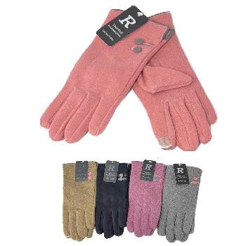 Ladies Lined Touch Screen Fashion Gloves [Button Accent]