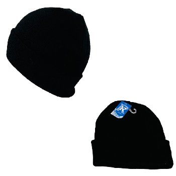 Knitted Cuffed Stocking Cap [Black Only] 60g
