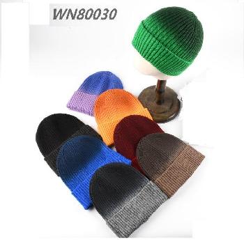 Knitted Cuffed Hat [Ribbed] Color Fade