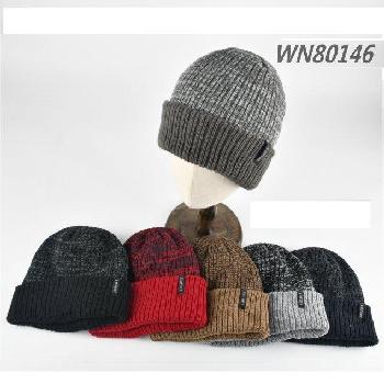 Plush-Lined Knit Toboggan [Variegated Top/Solid Fold]