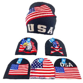 Knitted Beanie [Americana/Flag Assortment]