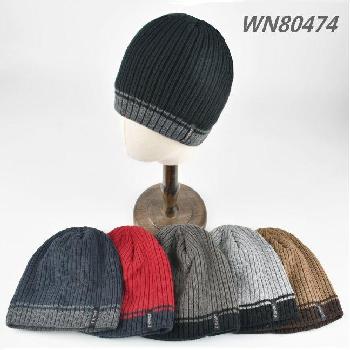Plush-Lined Knit Beanie [Ribbed Edge/Two-Tone]