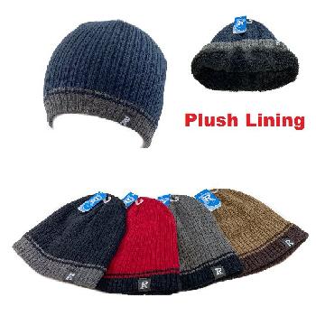 Plush-Lined Knit Beanie [Ribbed Edge/Two-Tone]