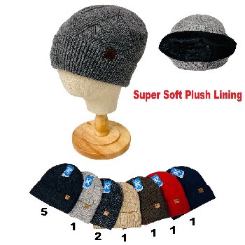Knitted Cuffed Hat with Super Soft Plush-Lining [Ribbed] SPORT