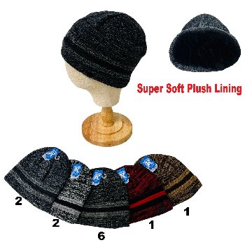 Super-Soft Lined Beanie [Variegated with Triple Stripes]