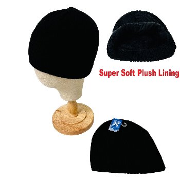 Super-Soft Lined Beanie [Ribbed] Black Only