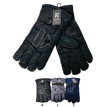 Men's Plush-Lined SPORT Snow Gloves with Grip Palm [Solid Colors]
