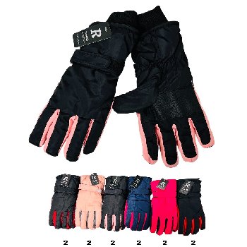 Ladies Plush-Lined Snow Gloves with Reinforced Palm [Two-Tone]