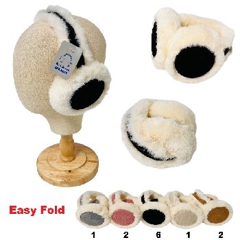 Easy Fold Earmuffs [Faux Fur with Suede-Like Accent]