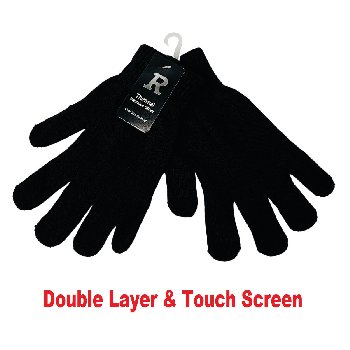 Men's Knitted Double Layer Touch Screen Gloves [Black Only]