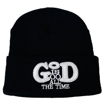Knitted Cuffed Hat [God is Good All The Time][Black Only]