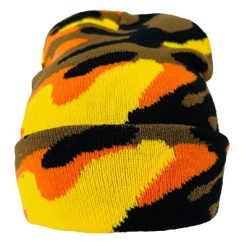 Camo Knitted Cuffed Hat [Adult Size][Orange and Brown Camo Only]