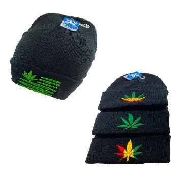 Knit Toboggan [Embroidered Leaves Assortment]